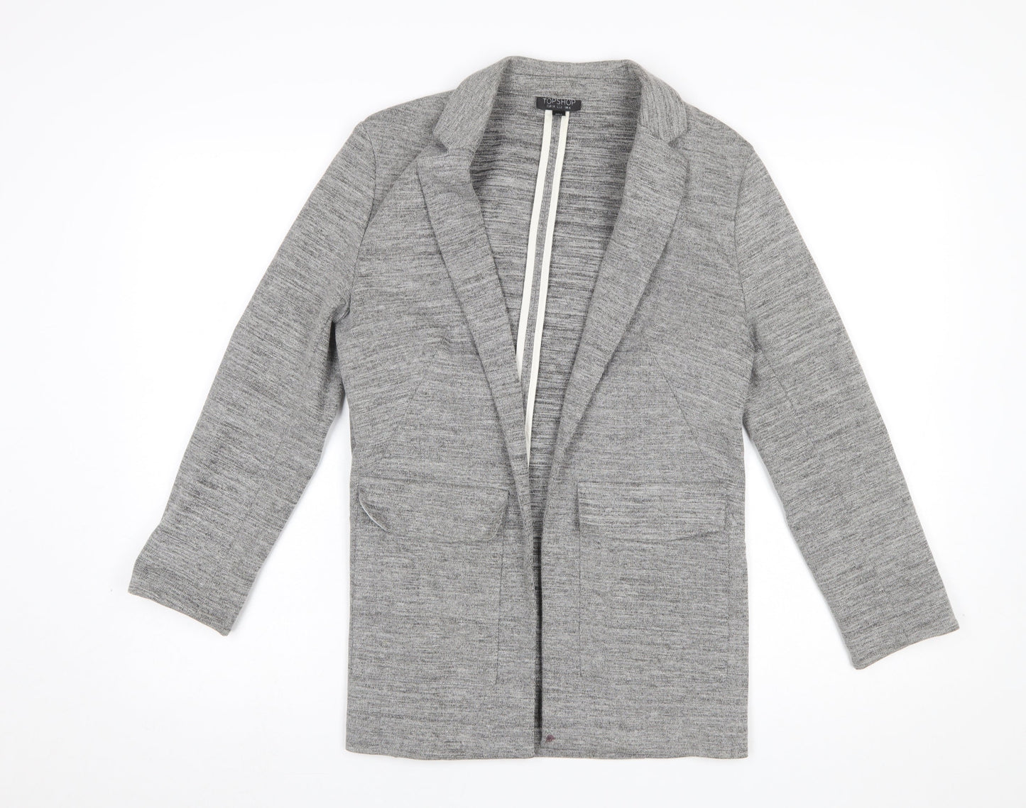 Topshop Womens Grey Cotton Blend Blazer Jacket UK 6 Regular Fit