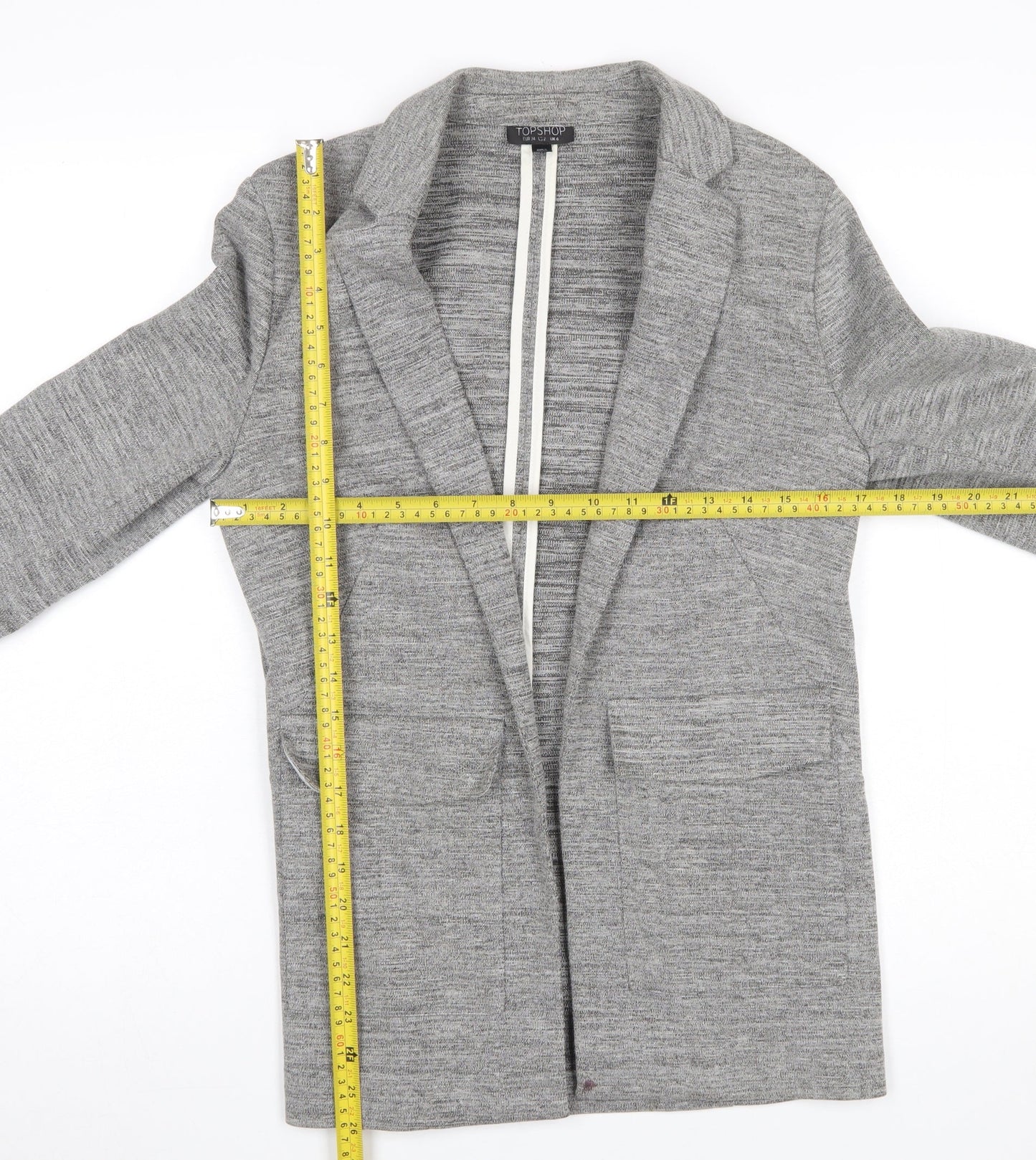 Topshop Womens Grey Cotton Blend Blazer Jacket UK 6 Regular Fit