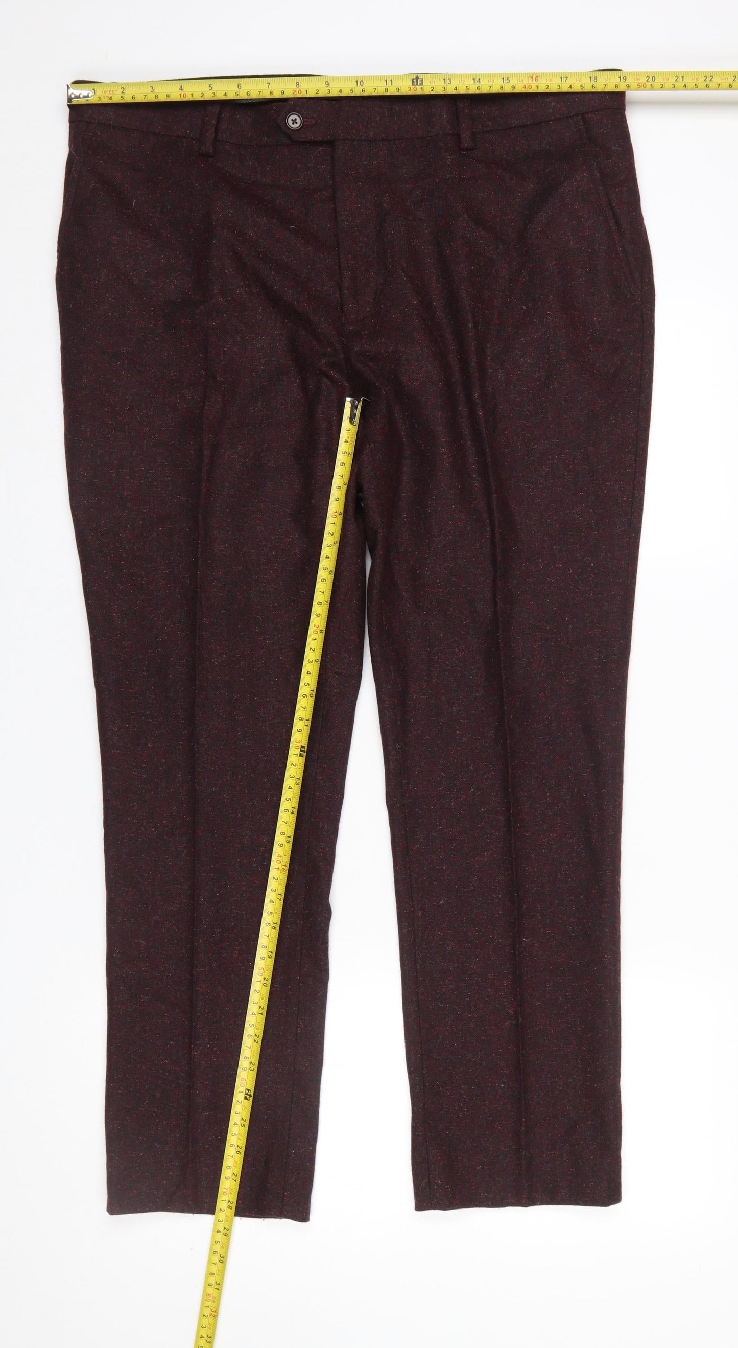 Next Men’s Brown Wool Blend Formal Dress Trousers Size 36R