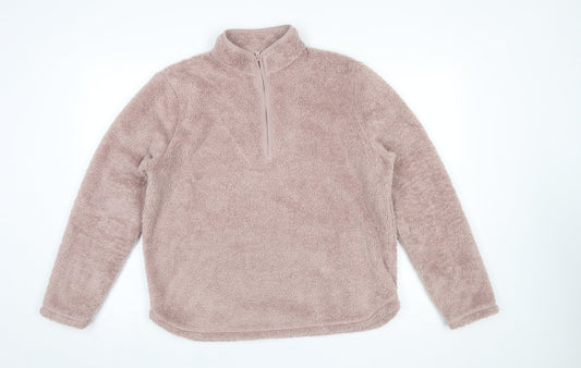 H&M Women's Beige 1/2 Zip Fleece Pullover Sweatshirt Size M