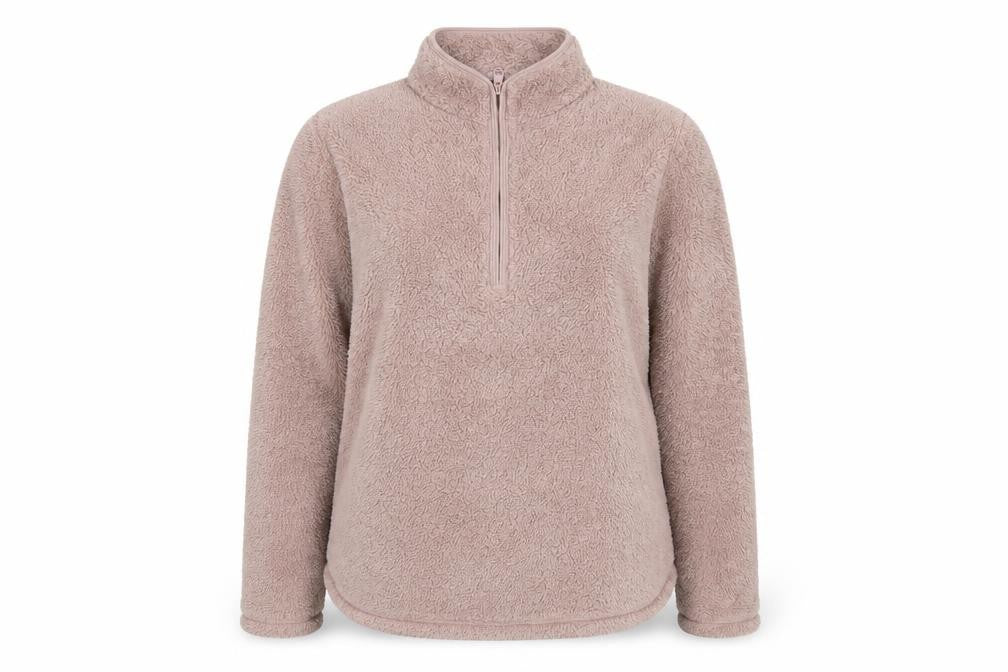 H&M Women's Beige 1/2 Zip Fleece Pullover Sweatshirt Size M
