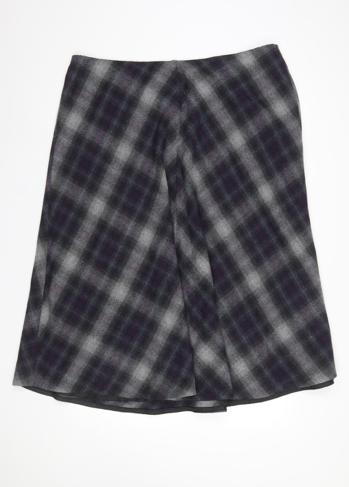 Marks and Spencer Women Grey Checked Wool Blend Midi Skirt UK 20
