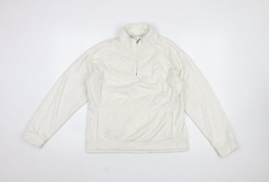 Weird Fish Women Ivory Fleece Pullover Sweatshirt M 1/4 Zip Polyester