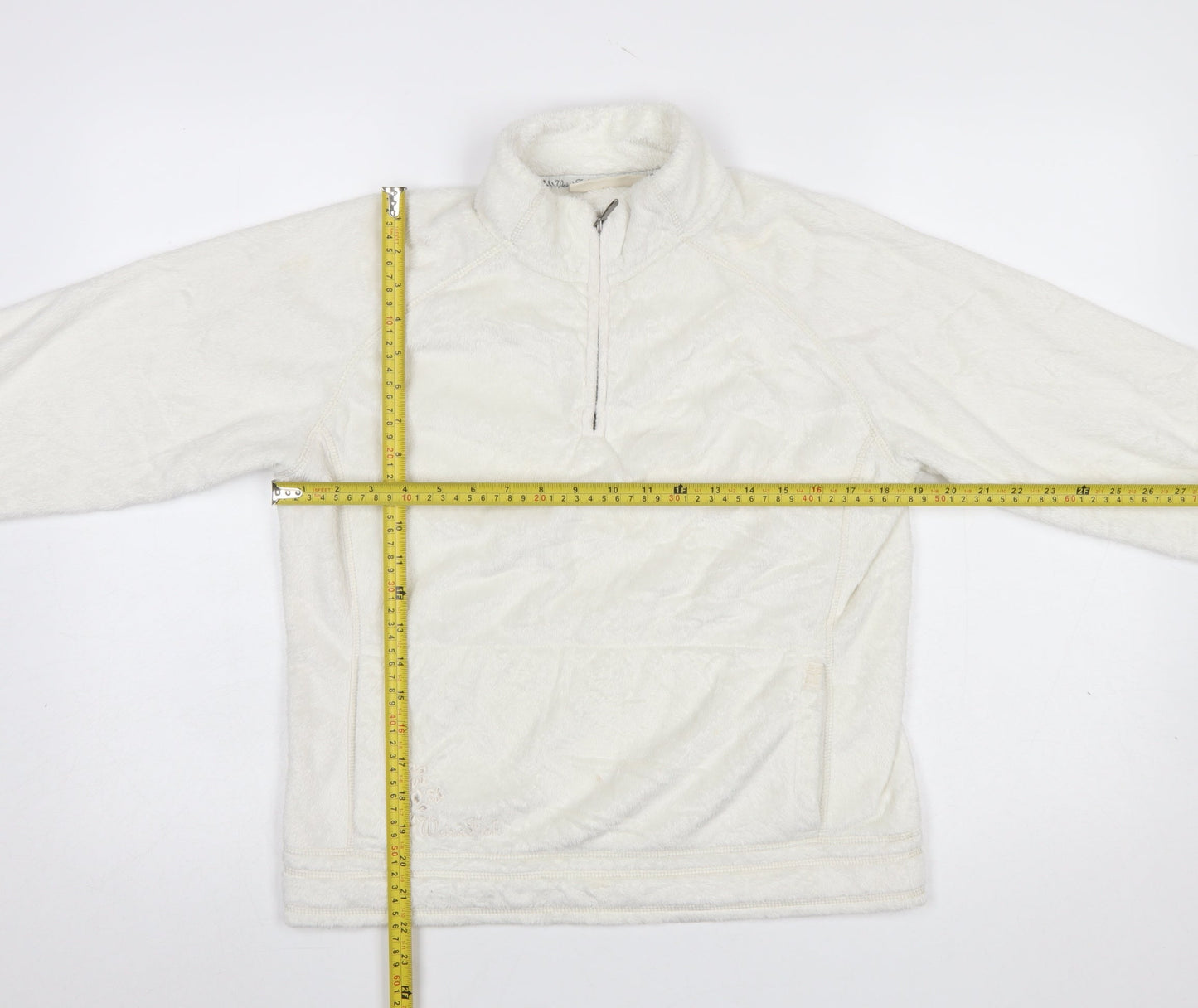 Weird Fish Women Ivory Fleece Pullover Sweatshirt M 1/4 Zip Polyester