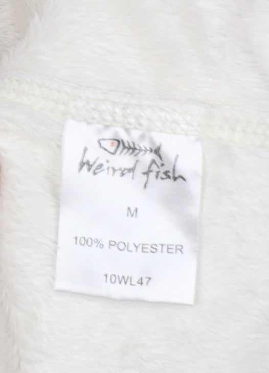 Weird Fish Women Ivory Fleece Pullover Sweatshirt M 1/4 Zip Polyester