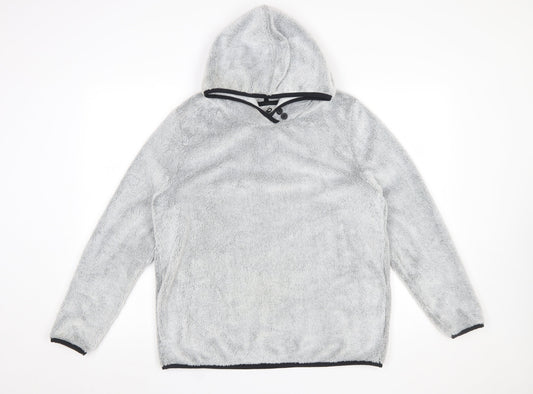 Crane Women Grey Size 12/14 Hooded Pullover Fleece Sweatshirt