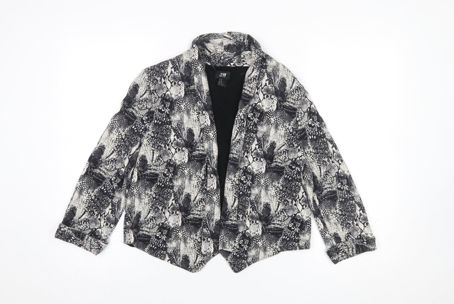 H&M Women's Black Snake Print Blazer Jacket Size 12 Single Breasted