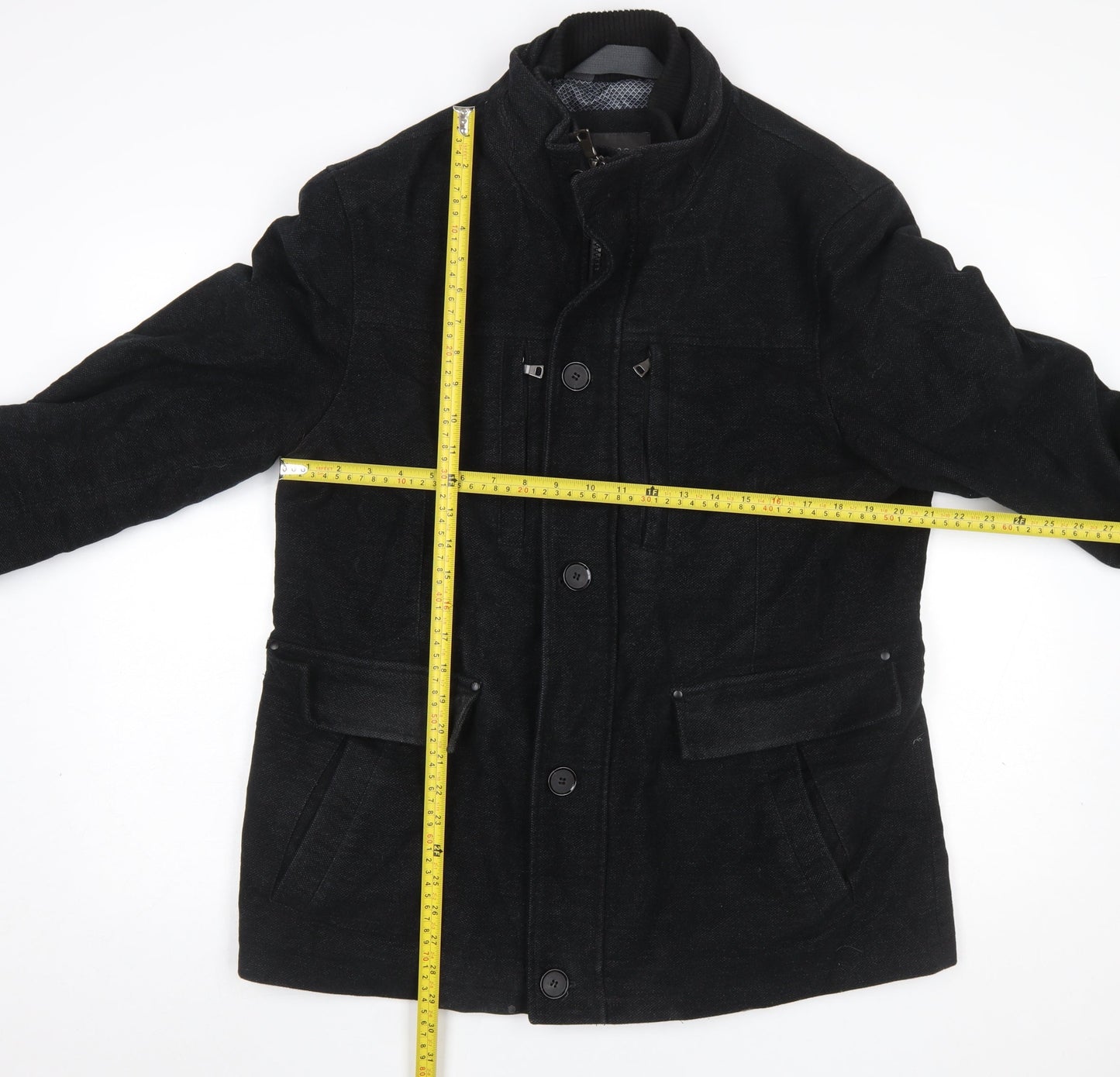 Marks and Spencer Men's Black Cotton Blend Military Jacket L
