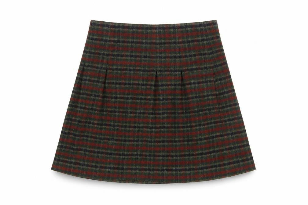 Jigsaw Women’s Multicoloured Wool A-Line Plaid Skirt Size 10