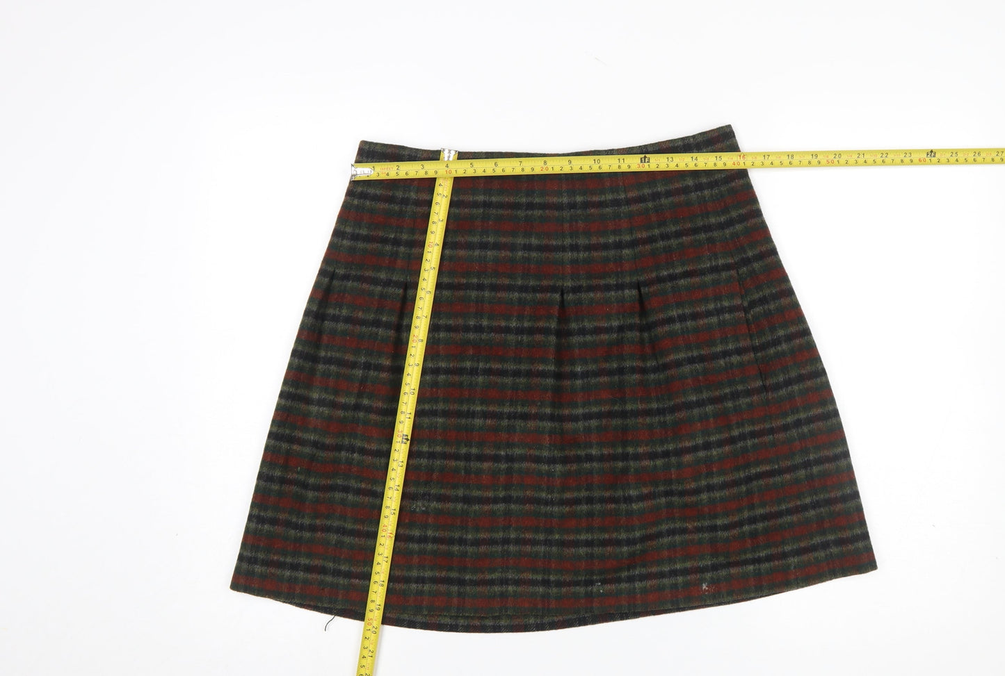 Jigsaw Women’s Multicoloured Wool A-Line Plaid Skirt Size 10