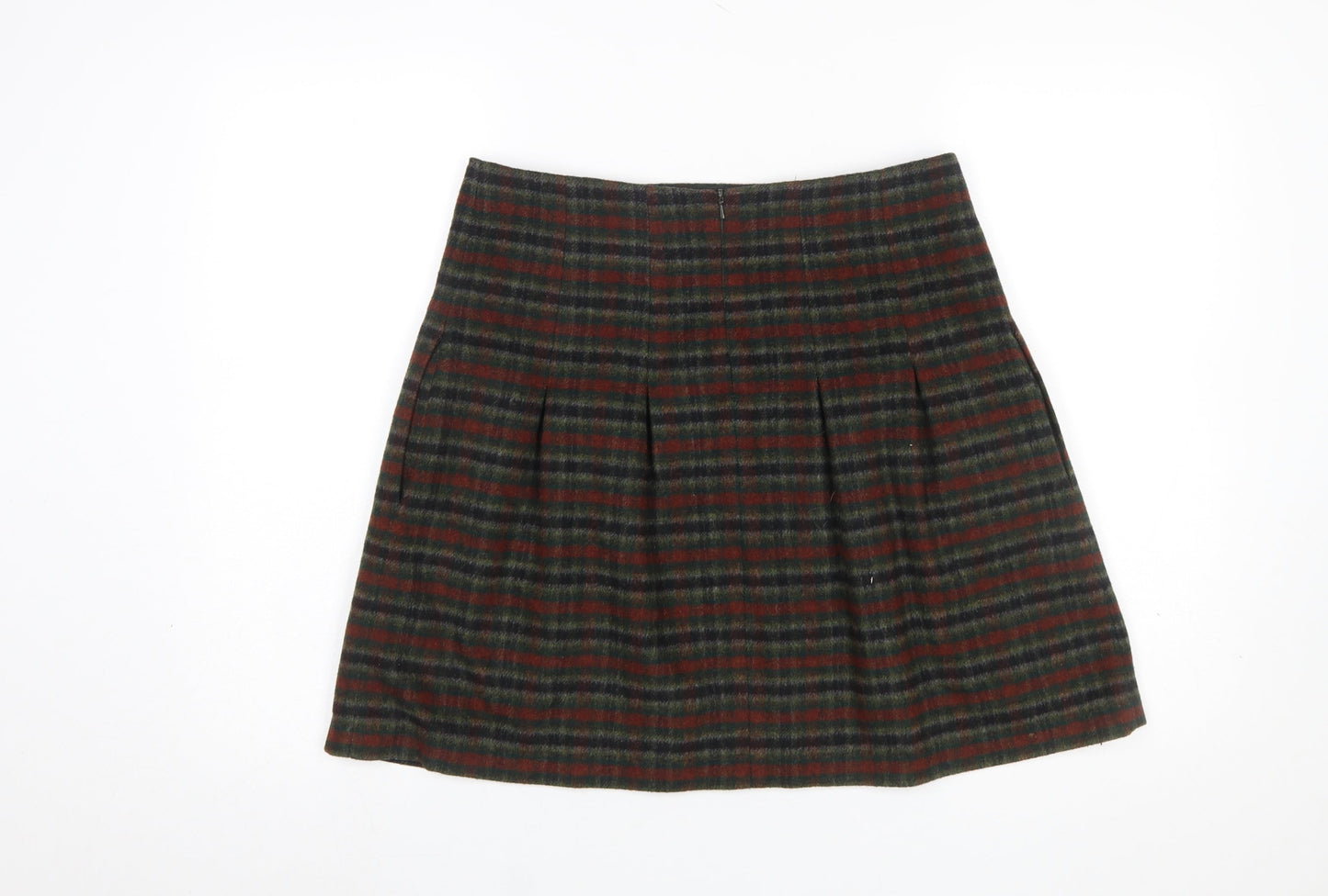 Jigsaw Women’s Multicoloured Wool A-Line Plaid Skirt Size 10