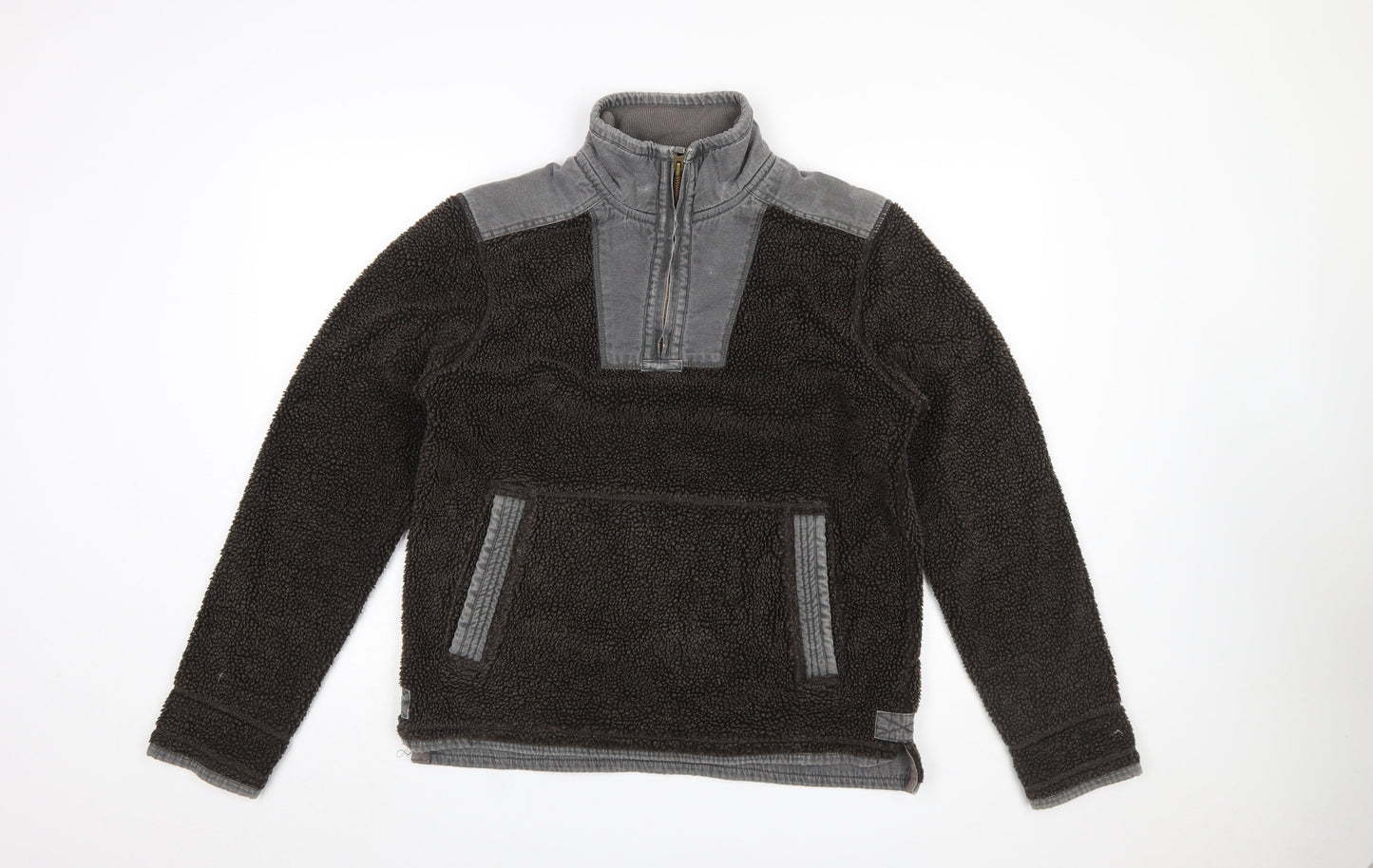 Fat Face Men’s Brown Fleece 1/4 Zip Pullover Sweatshirt Size S