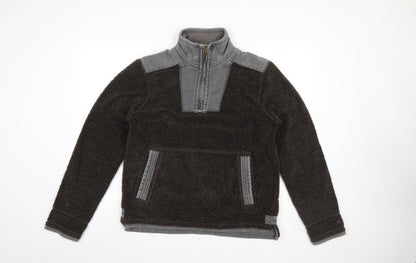FatFace Men’s Brown Fleece 1/4 Zip Pullover Sweatshirt Size S
