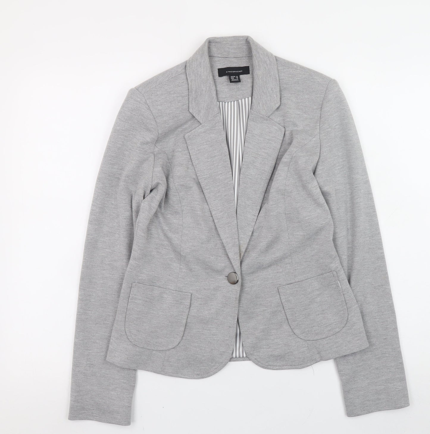 Atmosphere Womens Grey Blazer Size 10 Regular Fit Single Button