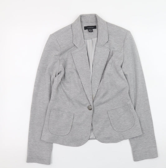 Atmosphere Womens Grey Blazer Size 10 Regular Fit Single Button