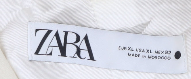 Zara Women Ivory Blazer XL Regular Fit Mid-Length Jacket