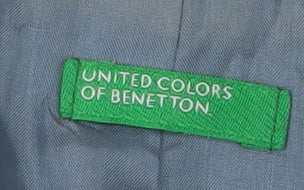 Benetton Women's Blue Striped Linen Blend Blazer Size 14