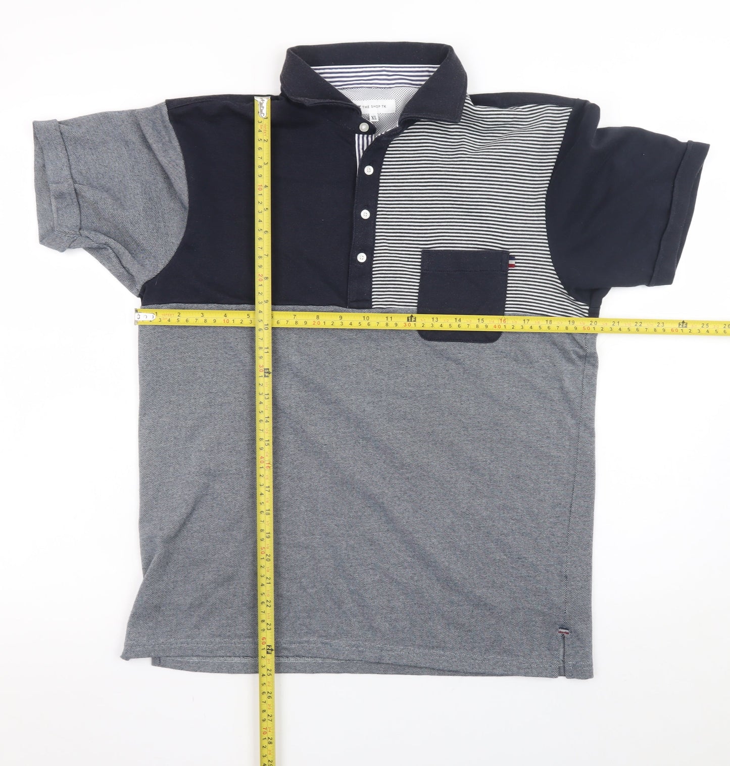 THE SHOP TK Men's Grey Colourblock Polo Shirt XL