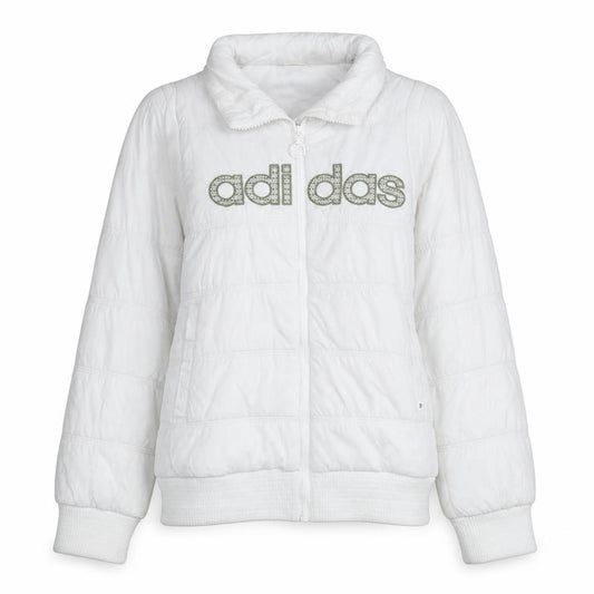 Adidas Womens White Puffer Jacket M Quilted Sports Style