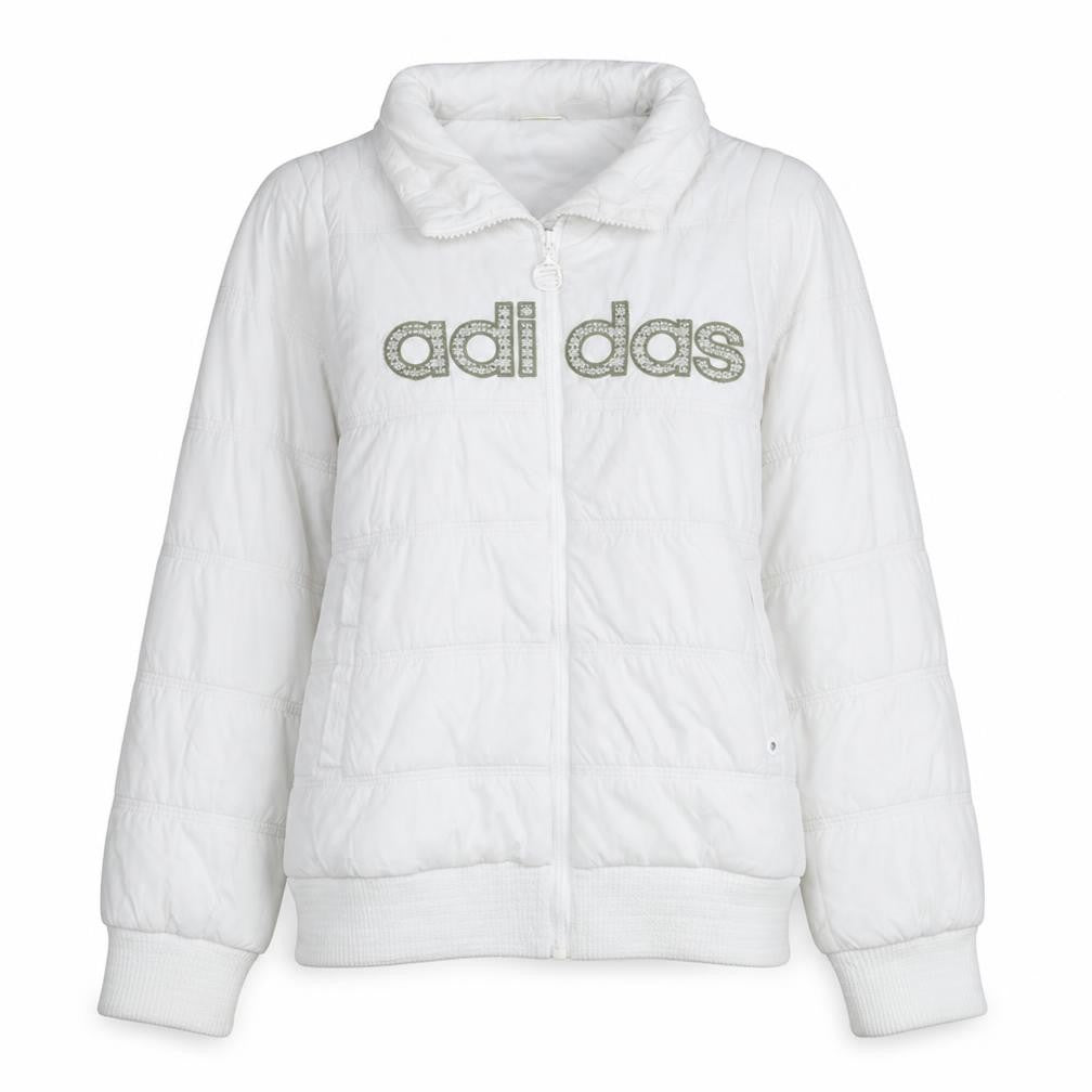 Adidas Womens White Puffer Jacket M Quilted Sports Style