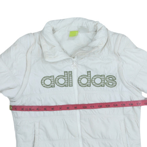 Adidas Womens White Puffer Jacket M Quilted Sports Style