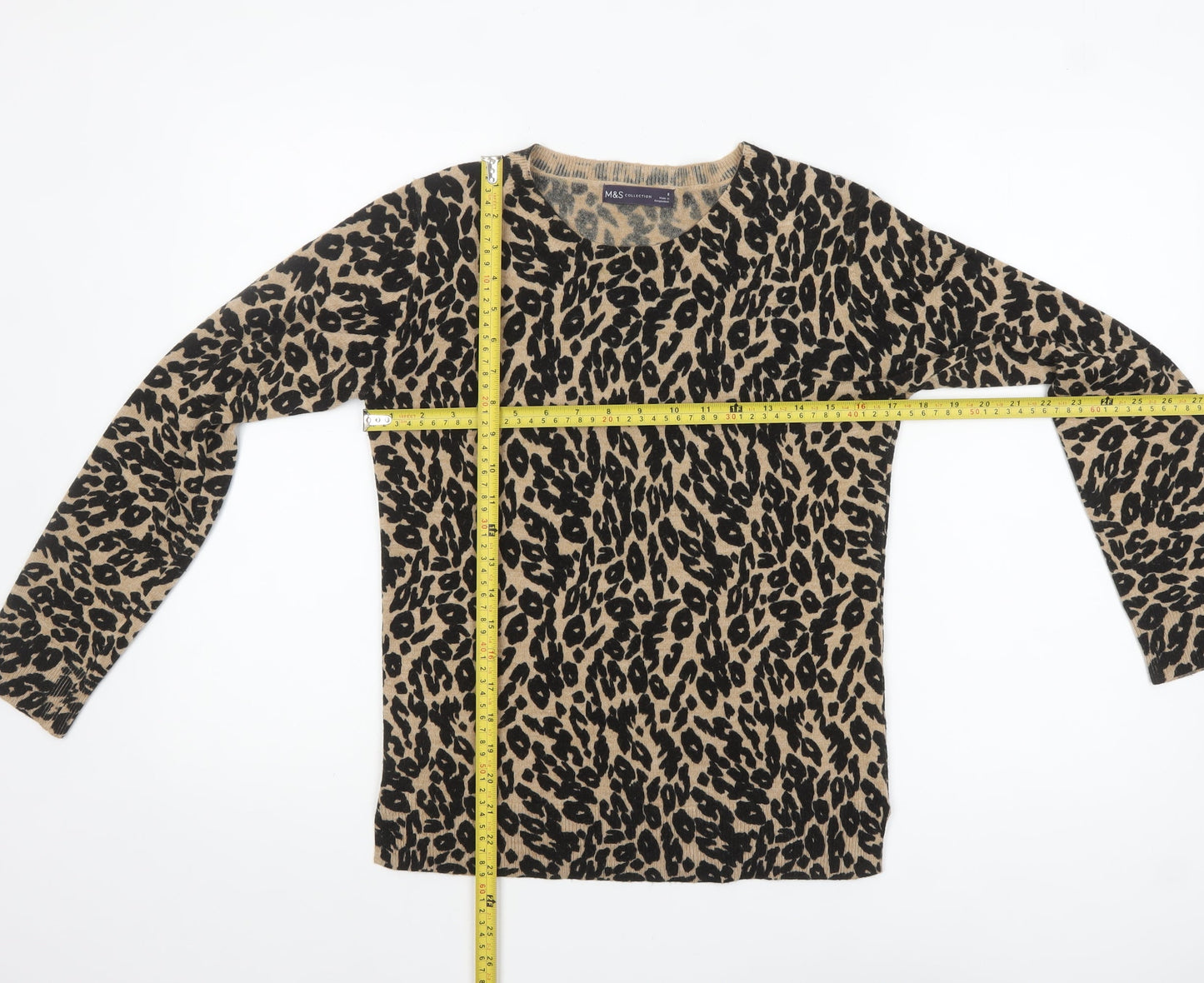 Marks and Spencer Women’s Beige Leopard Print Jumper Size 8