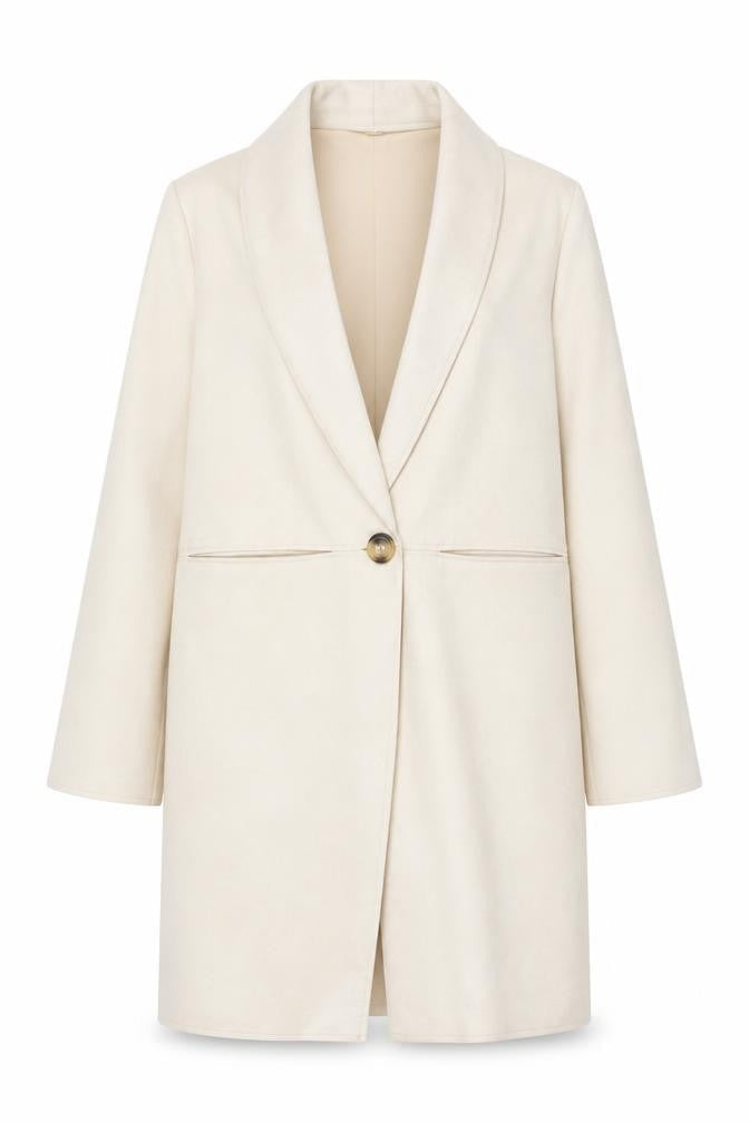 Primark Women Beige Mid-Length Overcoat Size M 12-14 Lined Button Front