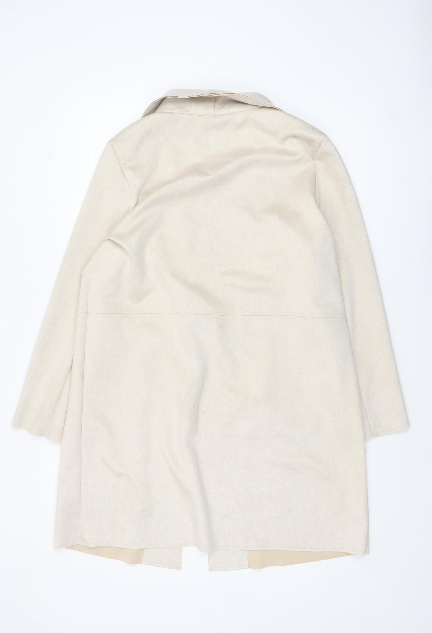 Primark Women Beige Mid-Length Overcoat Size M 12-14 Lined Button Front