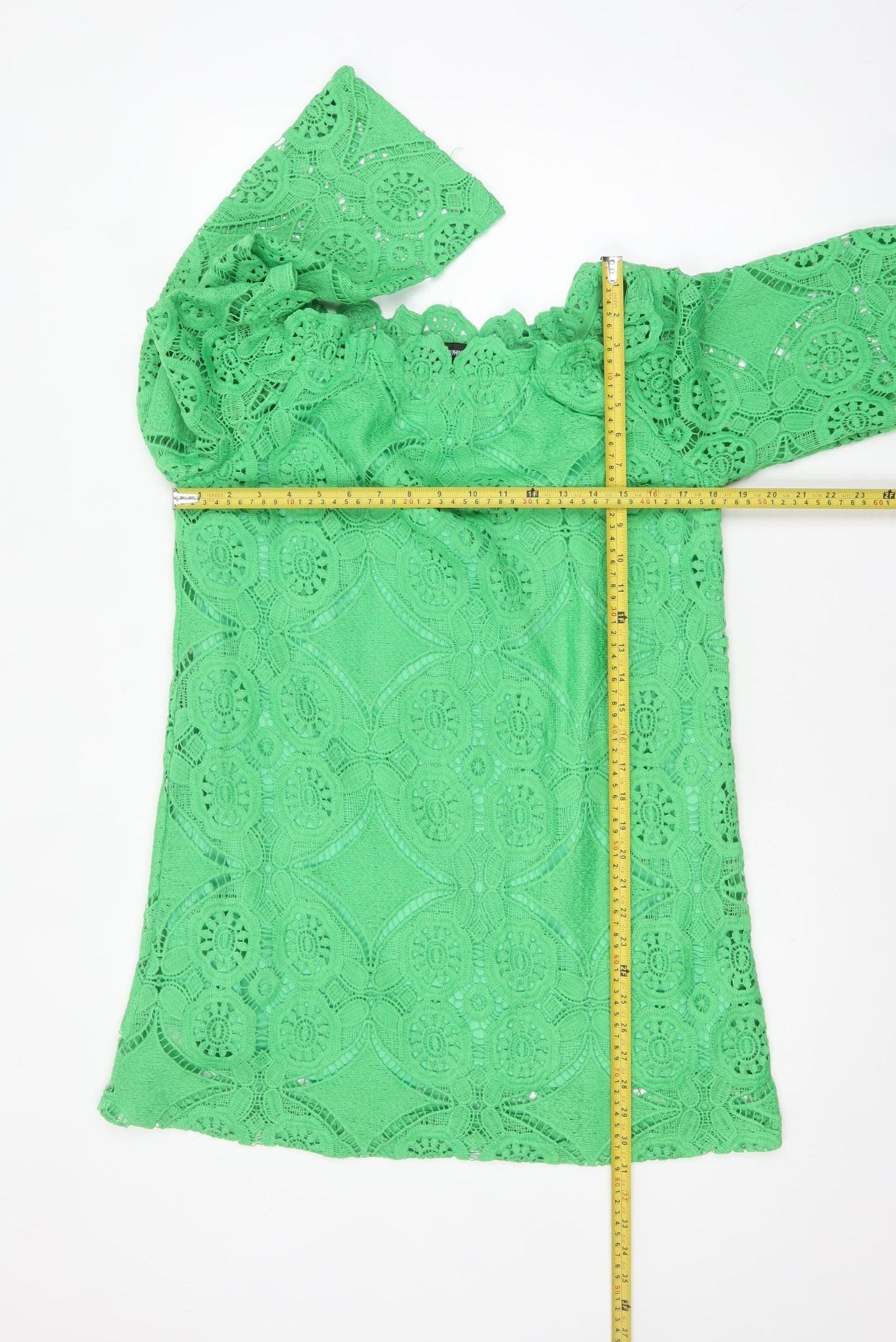 PrettyLittleThing Women's Green Lace Off Shoulder Shift Dress UK 12