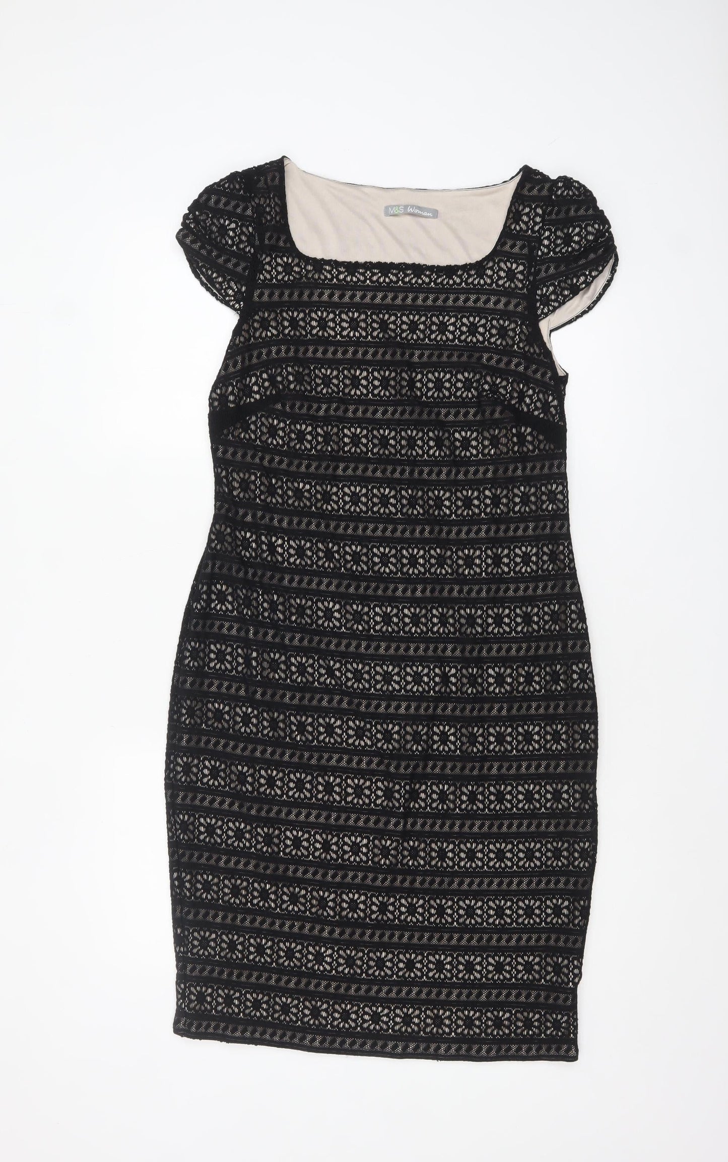 Marks and Spencer Women Black Lace Sheath Dress Size 14