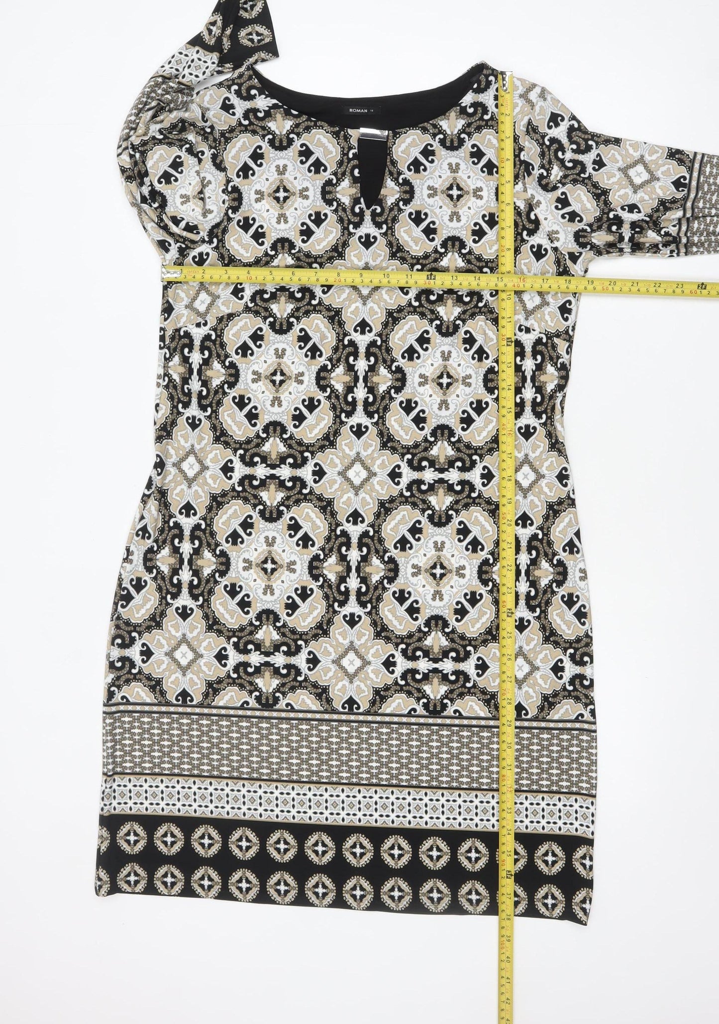 Roman Womens Multicoloured Geometric Shift Dress Size 14