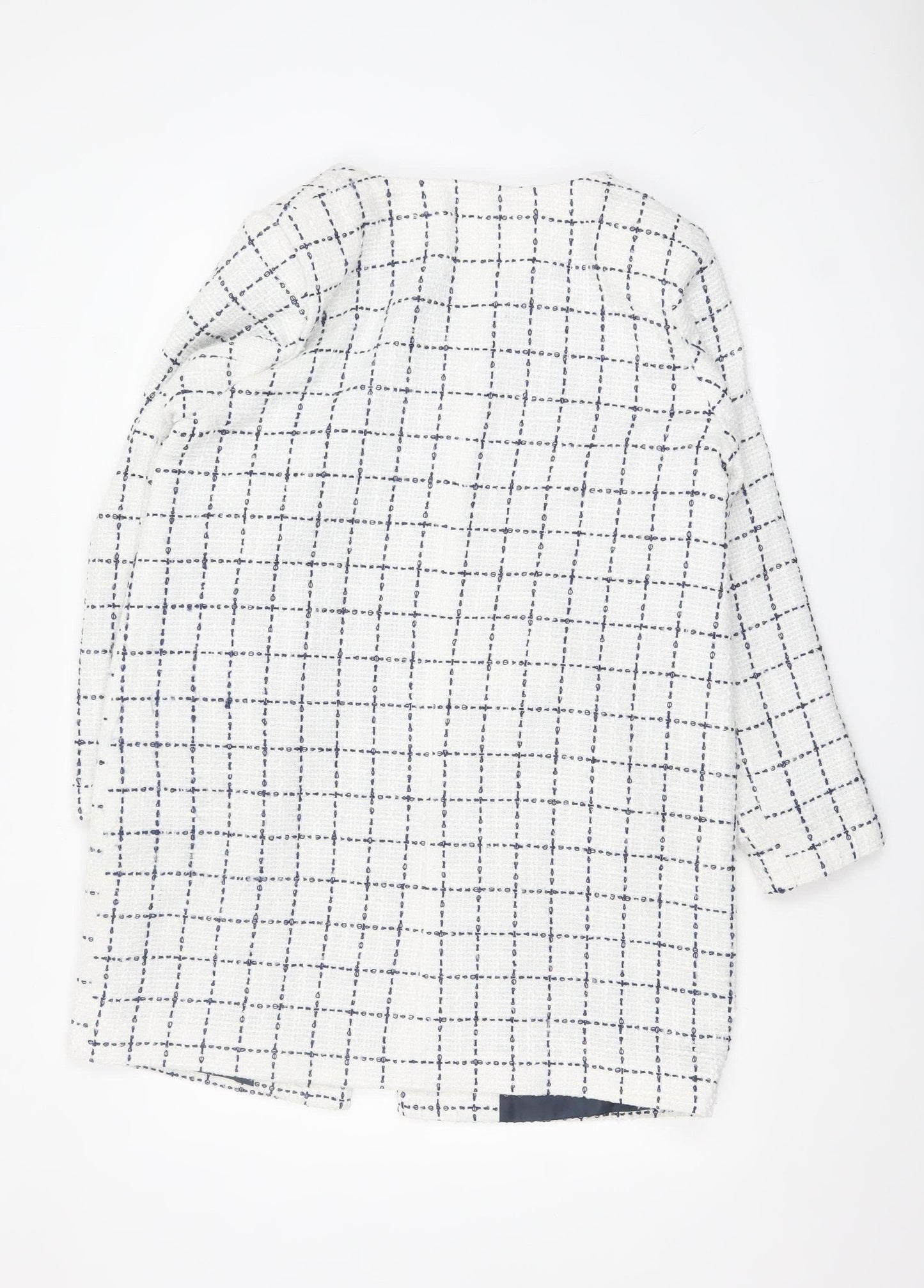Joanna Hope Women's White Check Mid-Length Zip Coat UK 14