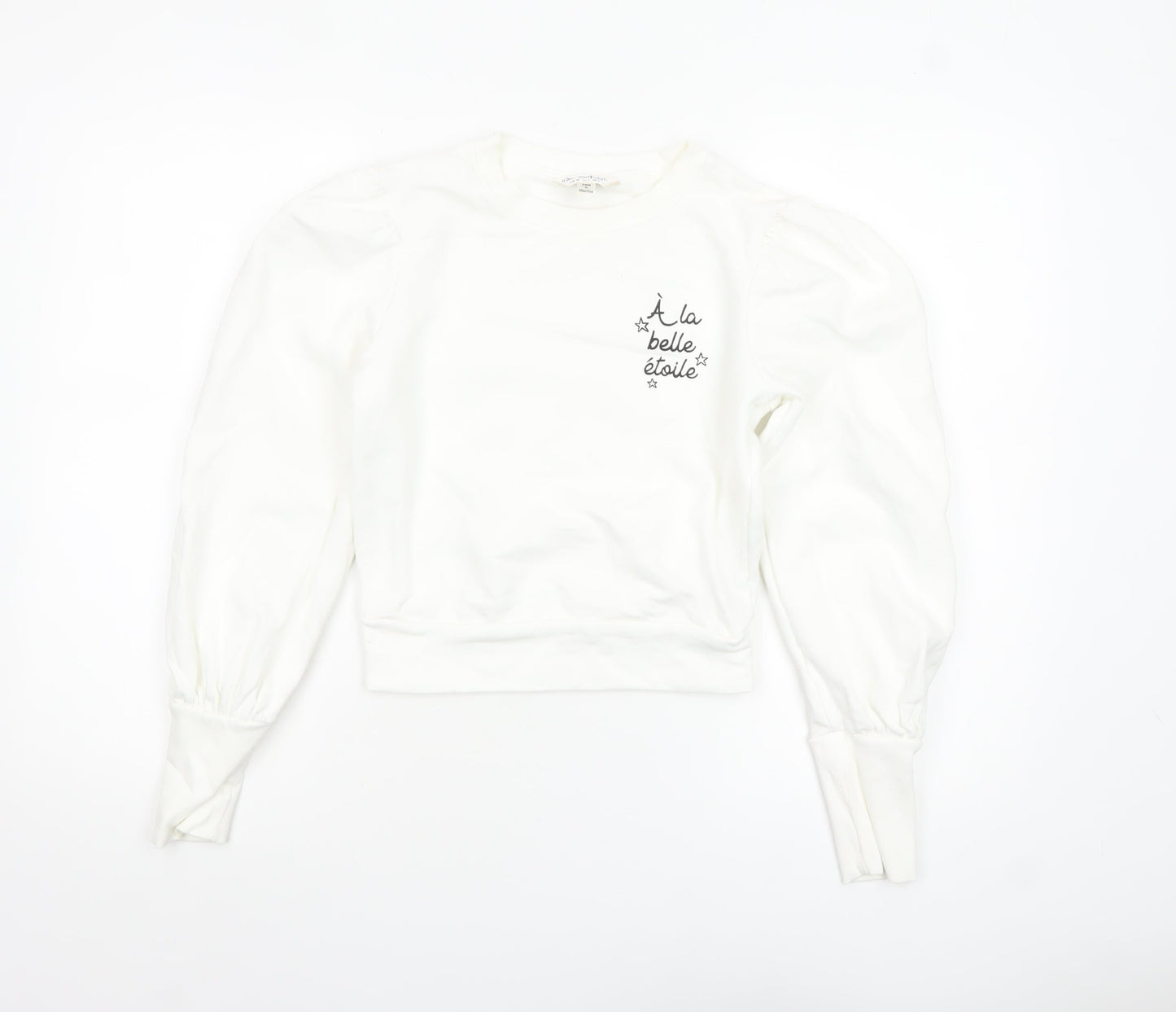 Miss Selfridge Women White Cotton Pullover Sweatshirt UK 6