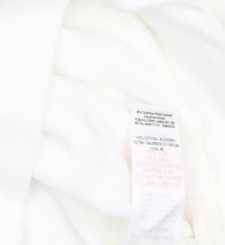 Miss Selfridge Women White Cotton Pullover Sweatshirt UK 6