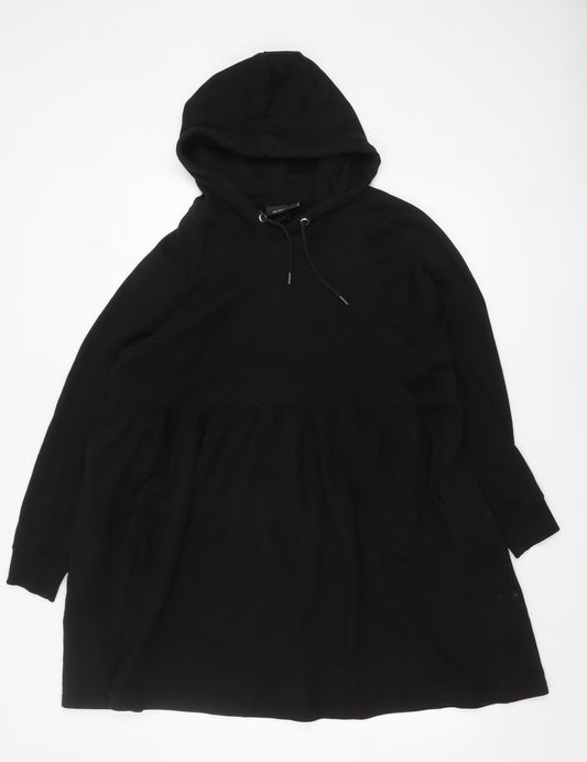 Monki Women's Black Hoodie Jumper Dress Size S Long Sleeve Casual