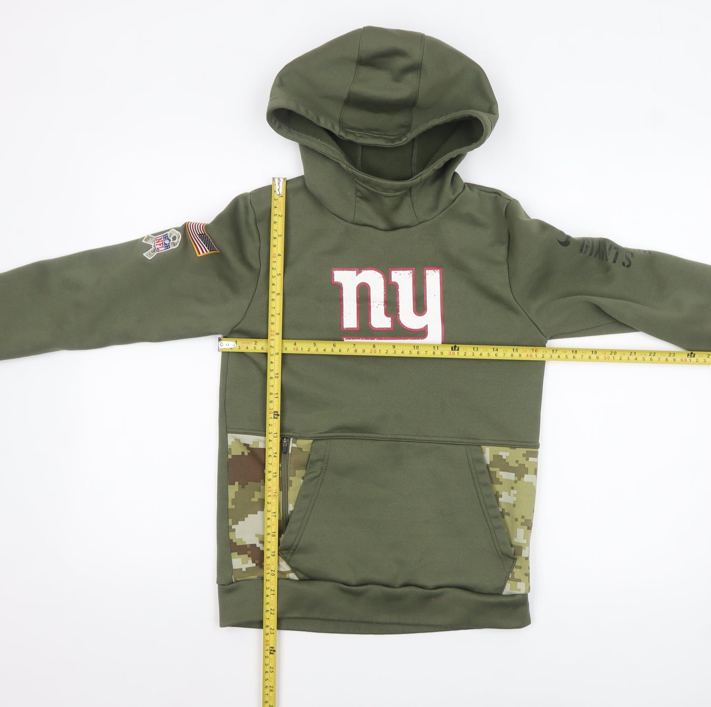 Nike NFL Boys Green Hoodie 10-12 Years Therma-Fit Pullover Camouflage Trim