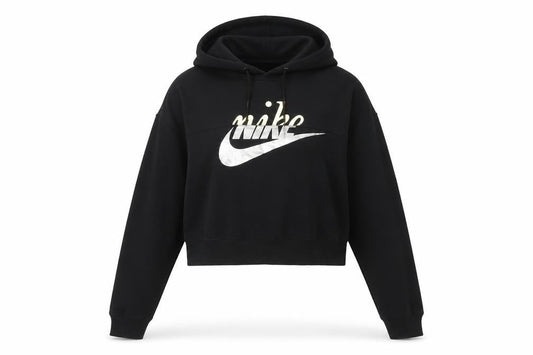 Nike Womens Black Medium Pullover Hoodie with Metallic Logo