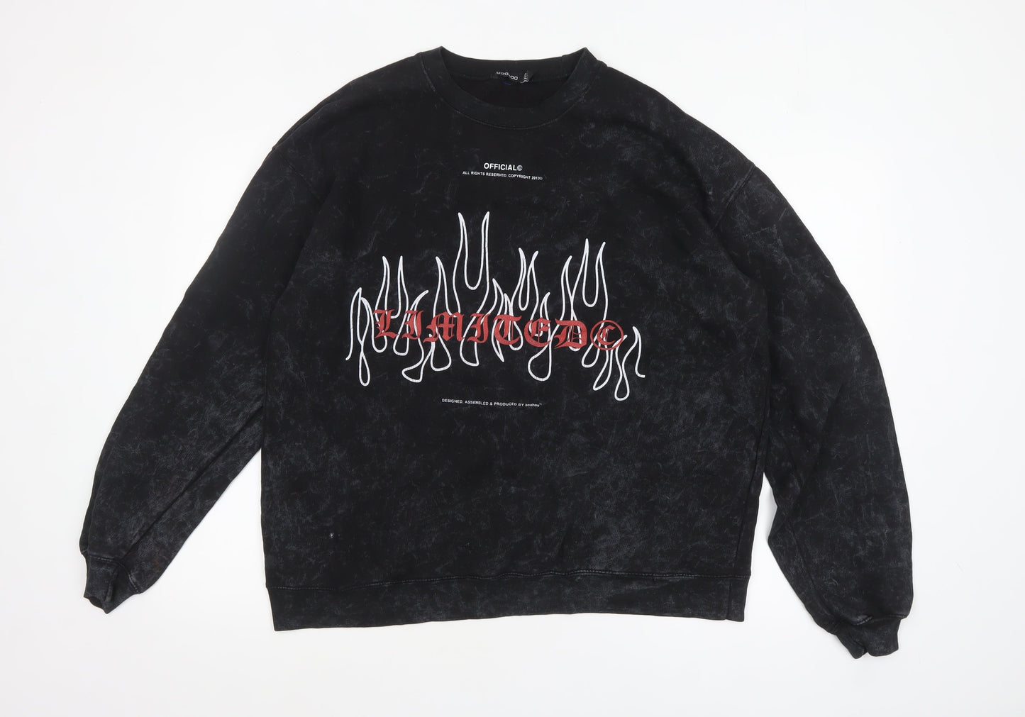 Boohoo Womens Black Graphic Print Pullover Sweatshirt UK 20/22