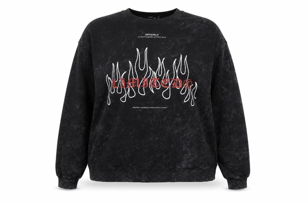 Boohoo Womens Black Graphic Print Pullover Sweatshirt UK 20/22