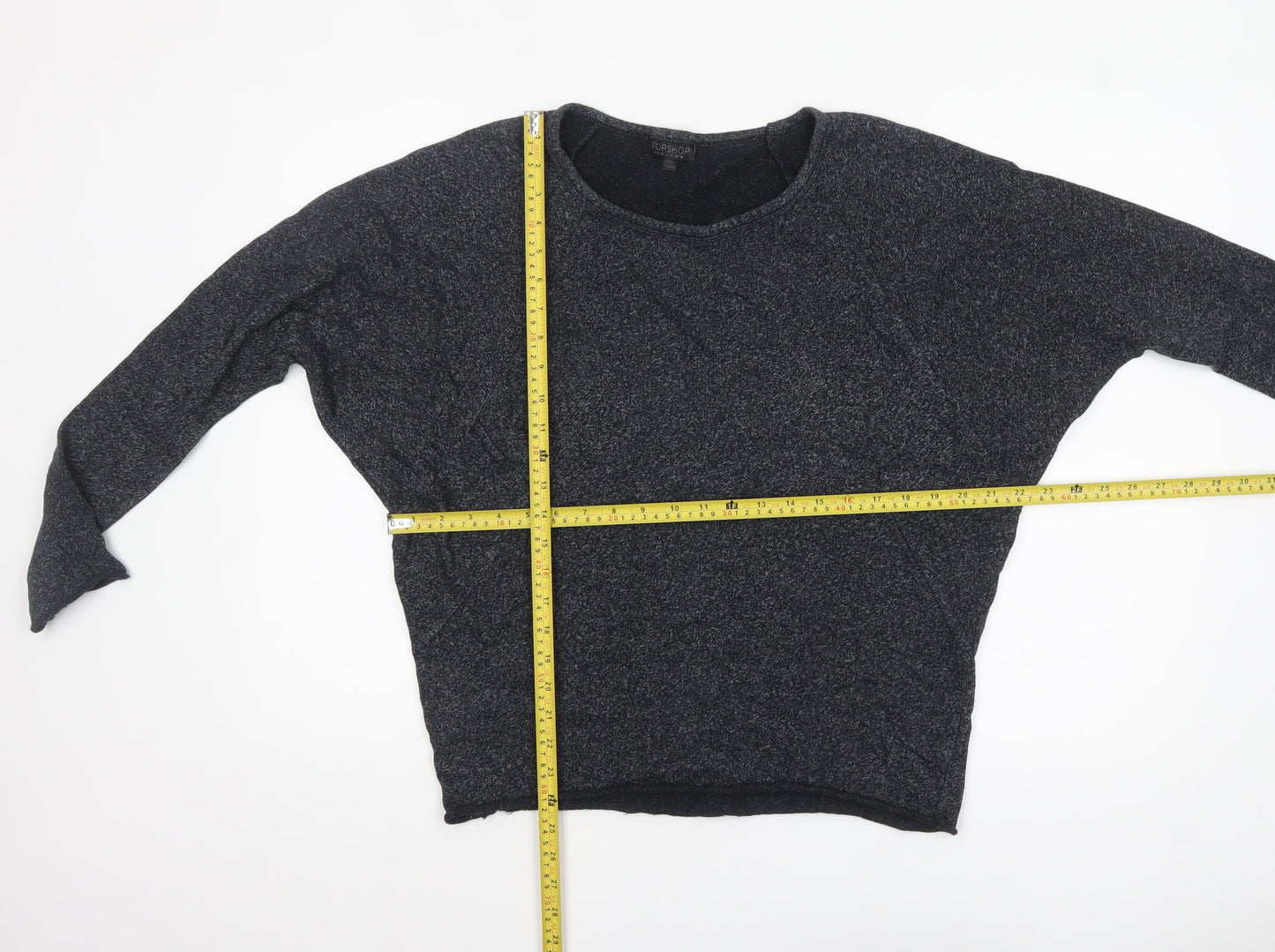 Topshop Women’s Black Long Sleeve Relaxed Fit Jersey Top Size 10