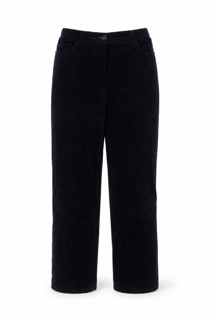 Viyella Women Black Corduroy Straight Trousers Size 12