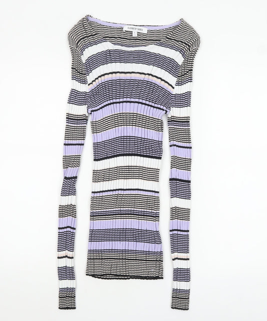 Elizabeth and James Womens Multicoloured L Striped Boat Neck Pullover Jumper