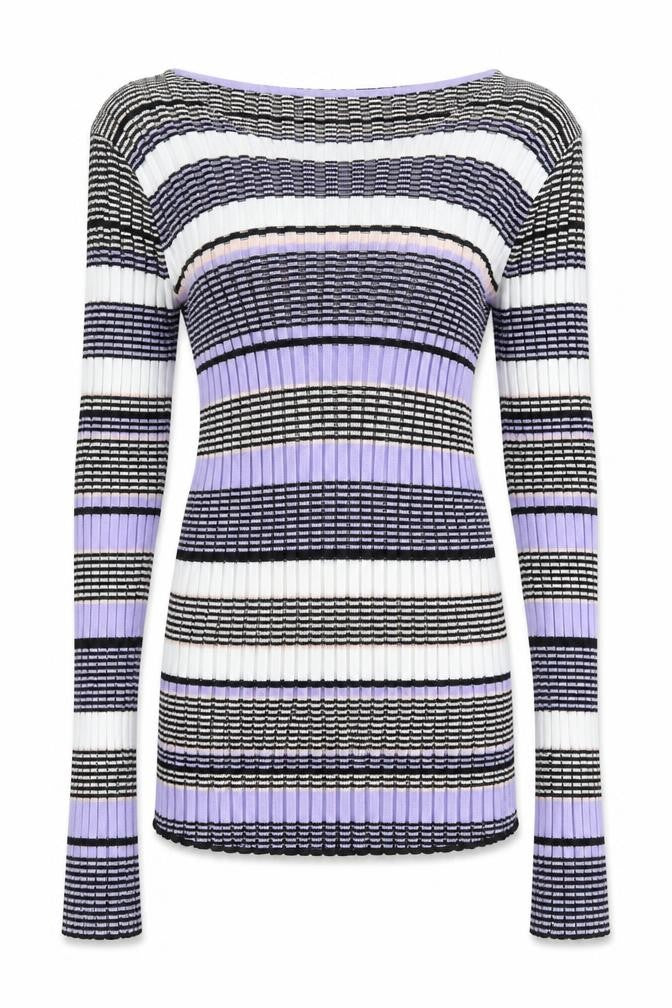Elizabeth and James Womens Multicoloured L Striped Boat Neck Pullover Jumper