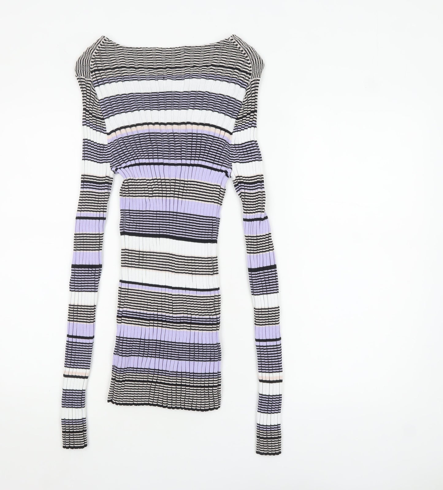 Elizabeth and James Womens Multicoloured L Striped Boat Neck Pullover Jumper