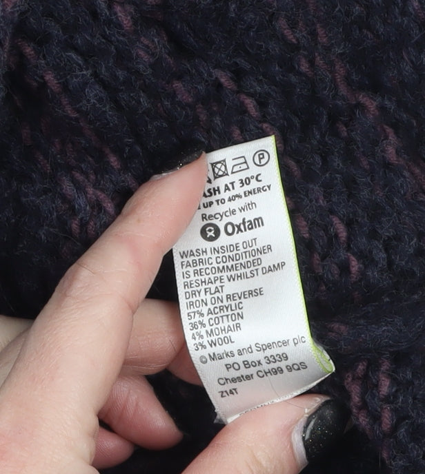 Marks and Spencer Women Blue Mix Size 8 Knit Pullover Jumper