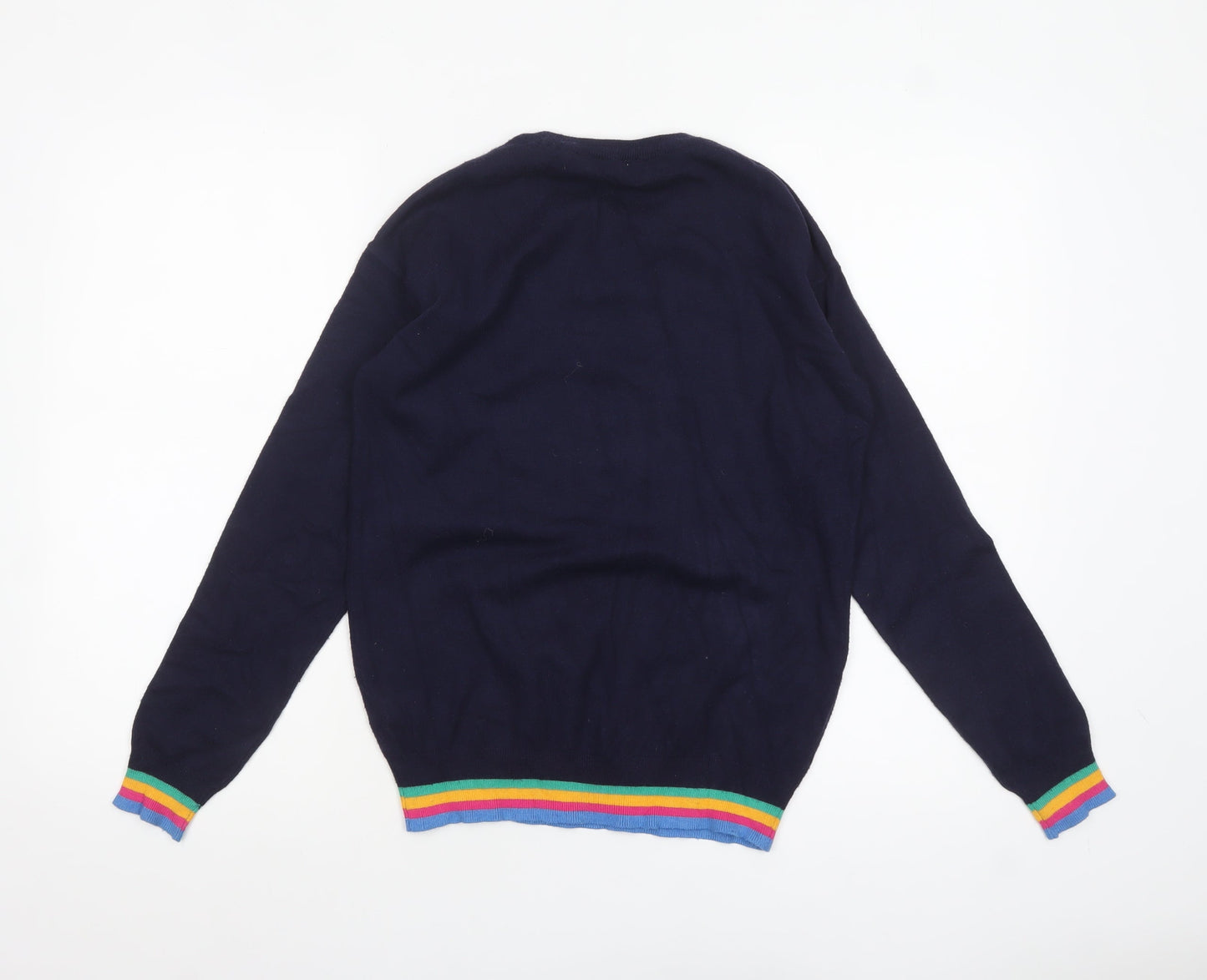 M&Co Women’s Blue Sequin Star Rainbow Trim Jumper Size 8