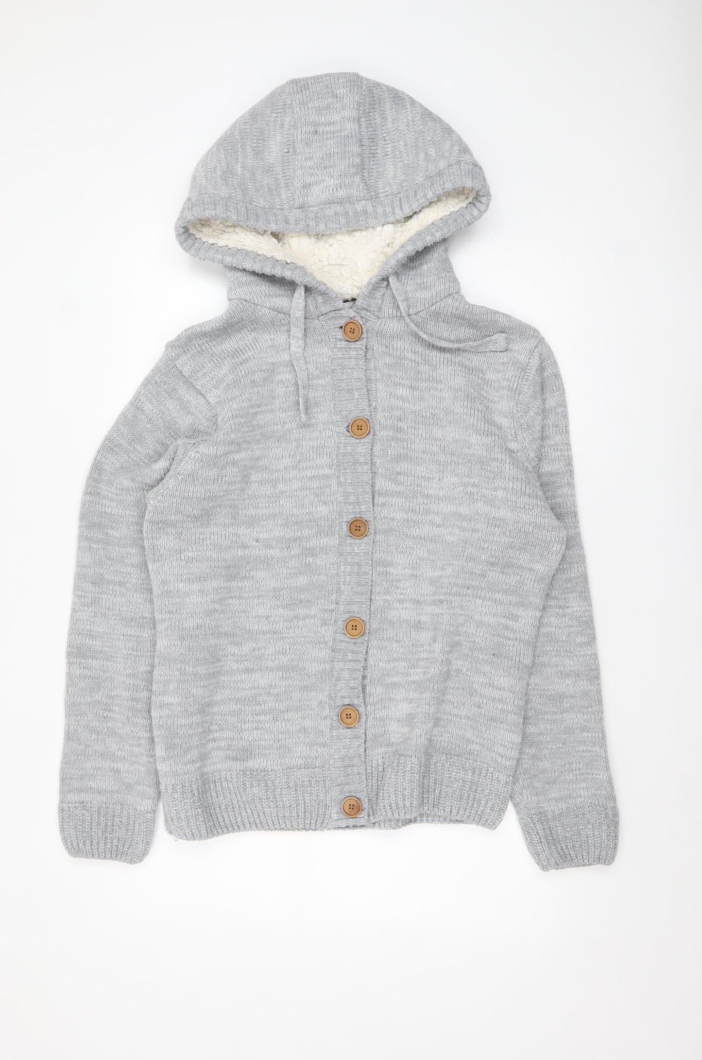 SoulCal & Co Women’s Grey Hooded Button Cardigan UK 18 Acrylic Blend