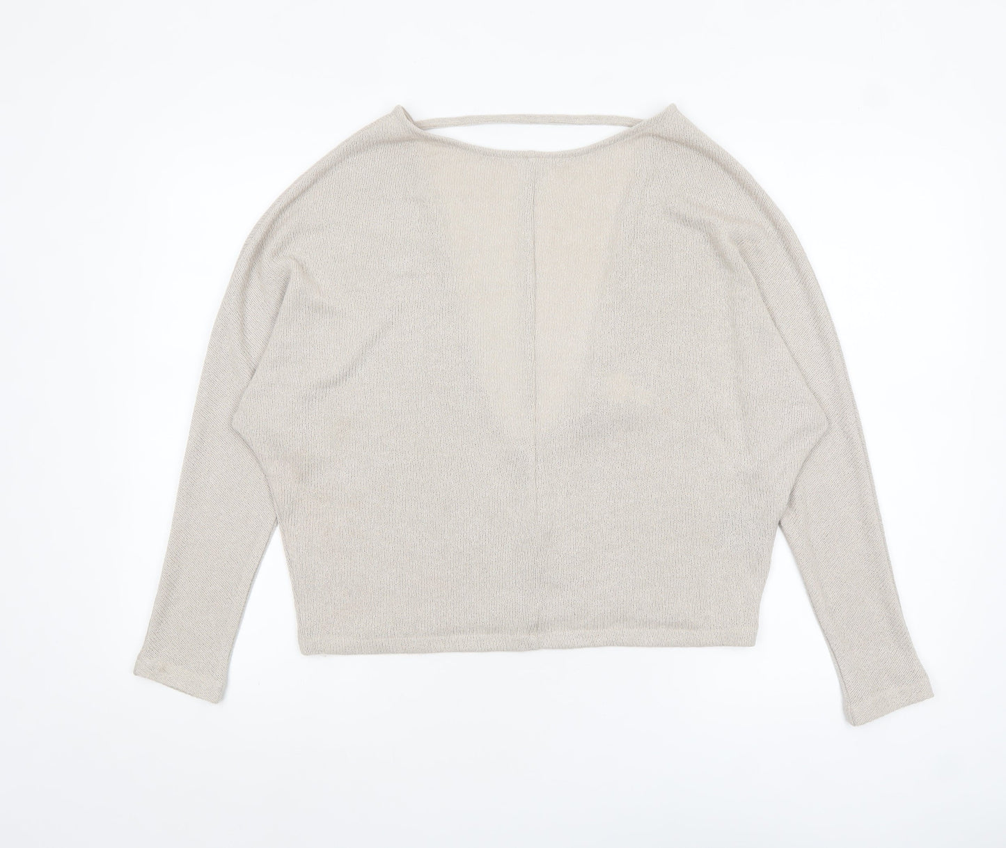 H&M Women’s Beige Cropped Knit V-Neck Blouse Size S Relaxed Fit