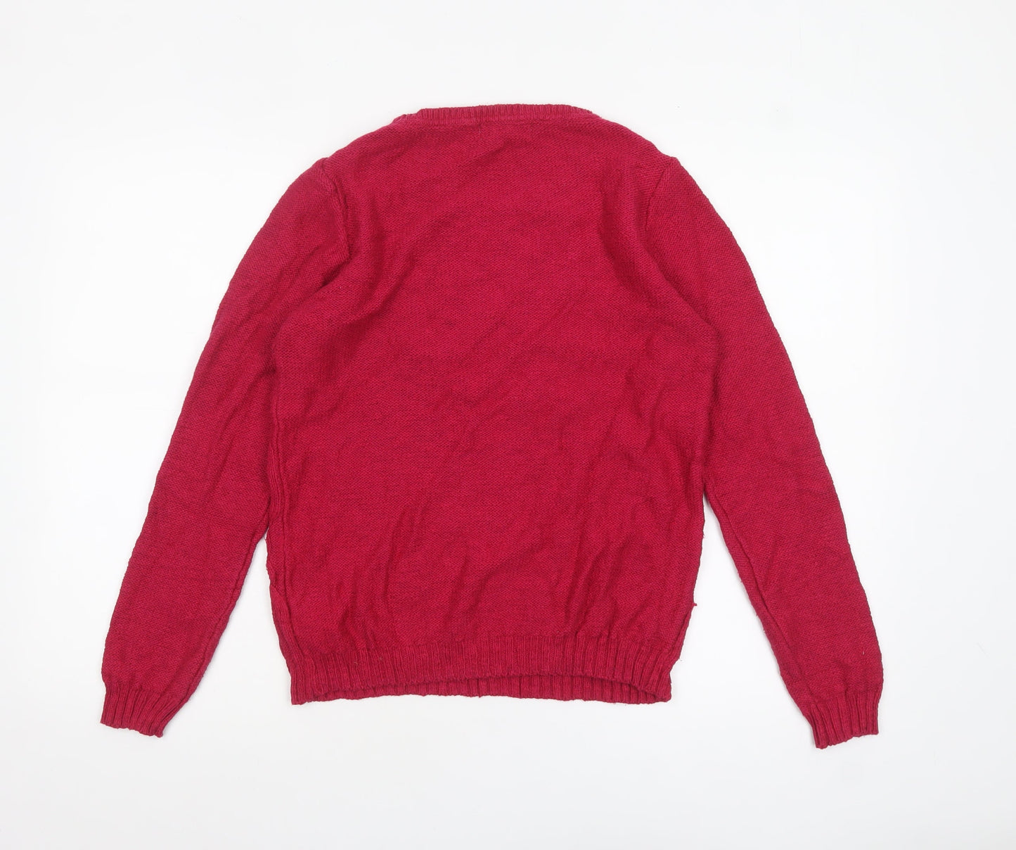 Marks and Spencer Women Red Cable-Knit Crew Neck Jumper Size 10