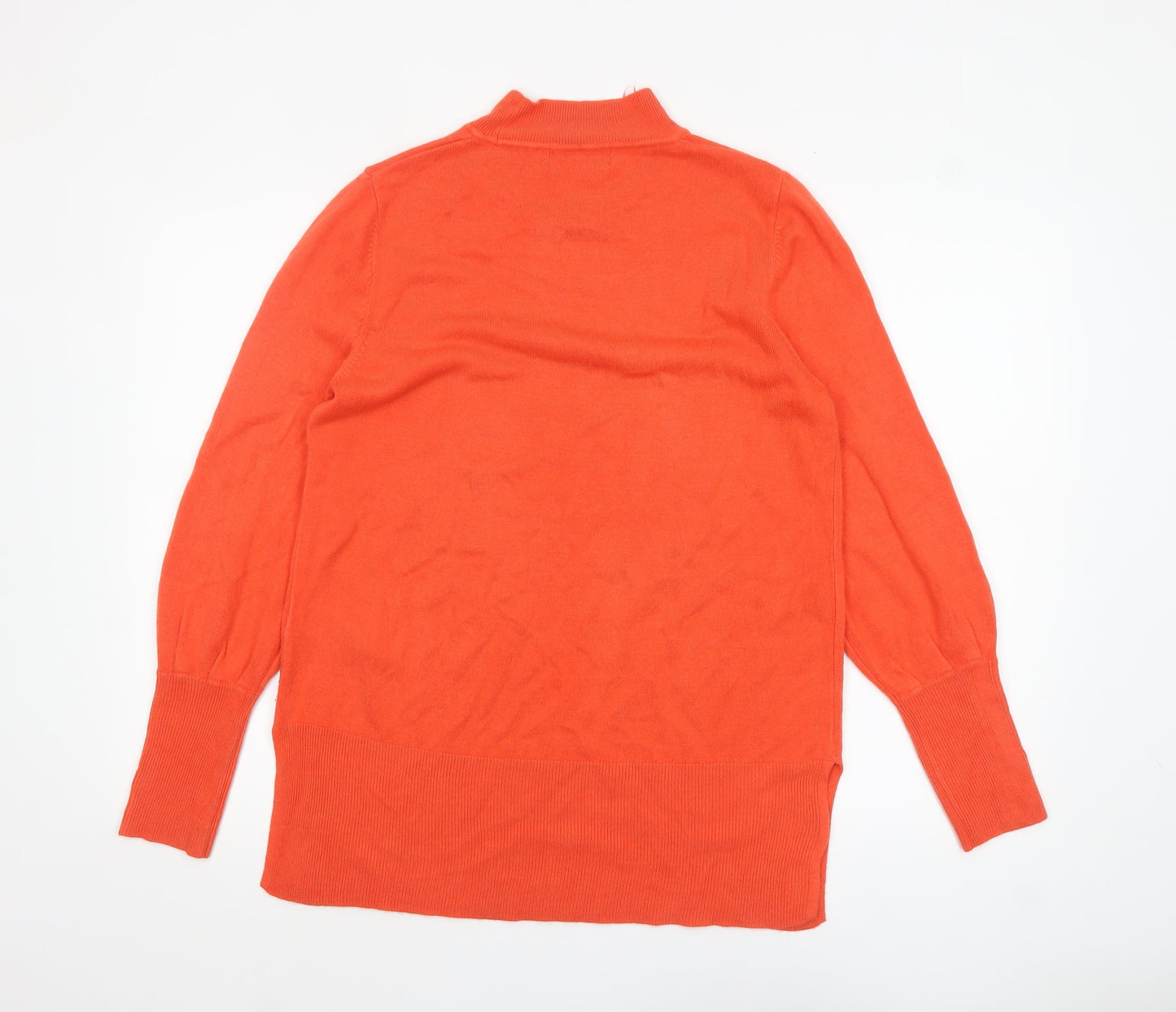 Marks and Spencer Women Orange Mock Neck Long Sleeve Pullover Jumper L